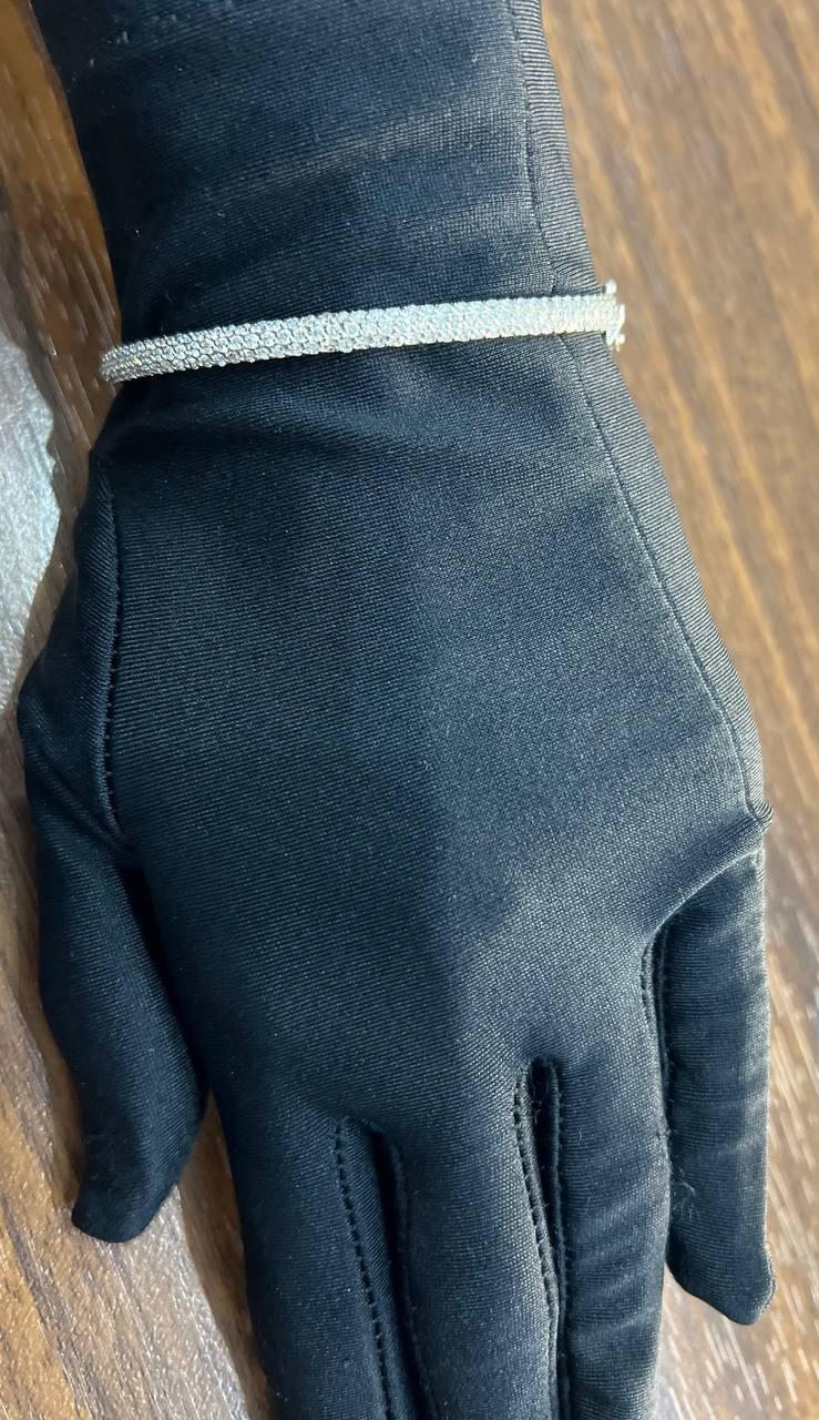 Diamond Pave Statement Classic 14K White Gold Hinge Bangle Bracelet