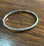Diamond Pave Statement Classic 14K White Gold Hinge Bangle Bracelet