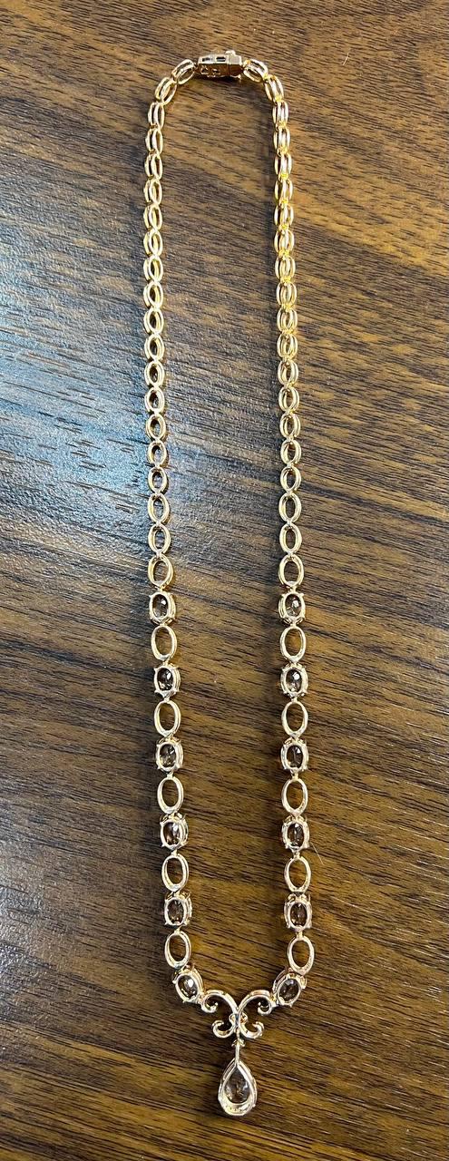 Pear Teardrop Peach Pink Morganite 14K Rose Gold Fancy Diamond Pendant Necklace