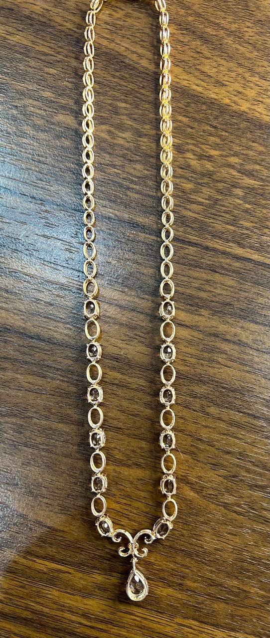 Pear Teardrop Peach Pink Morganite 14K Rose Gold Fancy Diamond Pendant Necklace