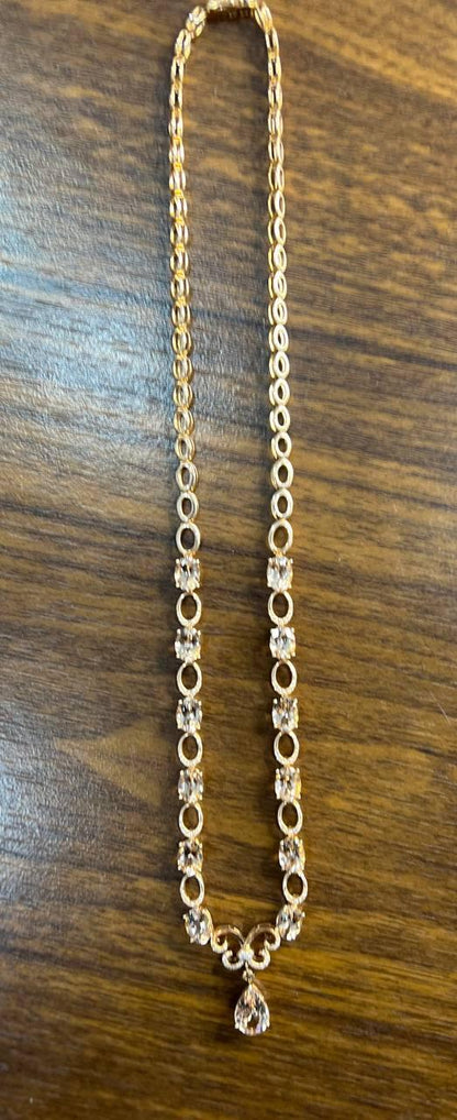 Pear Teardrop Peach Pink Morganite 14K Rose Gold Fancy Diamond Pendant Necklace