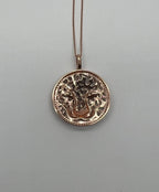 Diamonds Leopard Jaguar Panther Tiger Halo Rose Gold Pendant Medallion Necklace