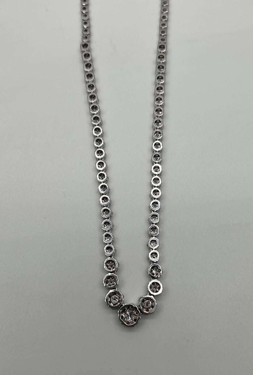 Graduated Brilliant Diamond Cluster Bib White Gold Classic Statement Necklace