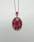 Red Pink Ruby Diamond Halo 14K Rose Gold Pendant Medallion Statement Necklace