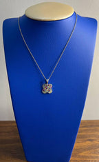 Rainbow Colorful Gemstones Pave 14K White Gold Pendant Necklace