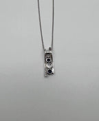 Round Blue Sapphire & Diamonds Tension Set 14K White Gold Pendant Necklace