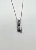 Round Blue Sapphire & Diamonds Tension Set 14K White Gold Pendant Necklace