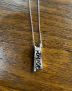 Round Blue Sapphire & Diamonds Tension Set 14K White Gold Pendant Necklace