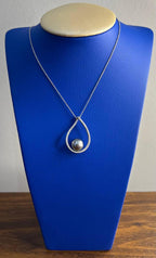 Silver Grey Black Tahitian Pearl Diamond 14K White Gold Form Pendant Necklace