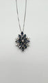 Blue Sapphire Marquise Cut Snowflake Flower Floral White Gold Pendant Necklace