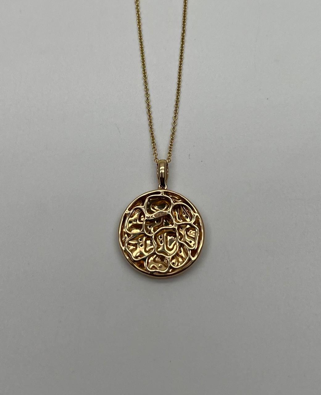 hammered diamonds pave set earth rock 14k yellow gold pendant medallion necklace