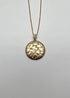 Hammered Diamonds Pave Set Earth Rock 14K Yellow Gold Pendant Medallion Necklace