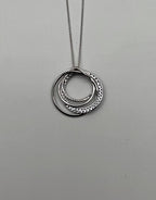 Trinity Blue Sapphires Diamonds Circle Interlocking Rings White Pendant Necklace