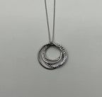 Trinity Blue Sapphires Diamonds Circle Interlocking Rings White Pendant Necklace