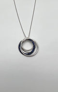 Trinity Blue Sapphires Diamonds Circle Interlocking Rings White Pendant Necklace