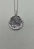 Blue Sapphire Marquise Shape Diamond Pave White Gold Pendant Medallion Necklace