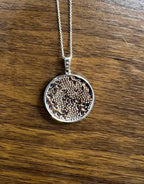 Blue Sapphire Marquise Shape Diamond Pave White Gold Pendant Medallion Necklace