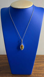 Marquise Orange Amber Citrine Diamond Halo 14K White Gold Pendant Necklace
