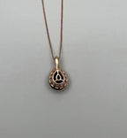 Pear Teardrop Shape Brown Smoky Quartz Diamond Halo 14K Gold Pendant Necklace
