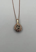 Pear Teardrop Shape Brown Smoky Quartz Diamond Halo 14K Gold Pendant Necklace