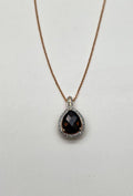 Pear Teardrop Shape Brown Smoky Quartz Diamond Halo 14K Gold Pendant Necklace