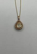 Pear Teardrop Shape Green Amethyst Prasiolite Gold Diamond Halo Pendant Necklace