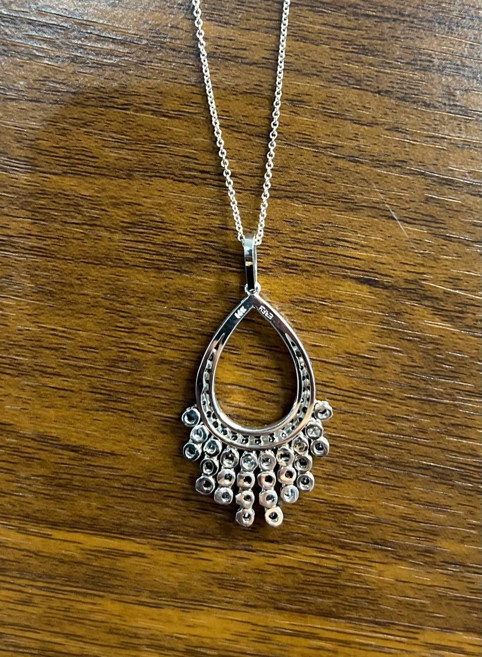 Black & White Diamonds Pave 14K White Gold Chandelier Tassel Pendant Necklace