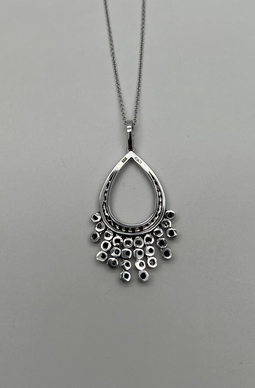 Black & White Diamonds Pave 14K White Gold Chandelier Tassel Pendant Necklace
