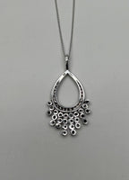 Black & White Diamonds Pave 14K White Gold Chandelier Tassel Pendant Necklace