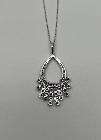 Black & White Diamonds Pave 14K White Gold Chandelier Tassel Pendant Necklace