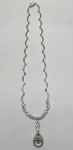 Princess Bib Style Diamond Statement 18K White Gold Pendant Lariat Necklace