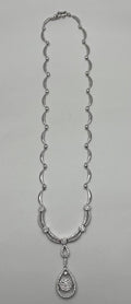 Princess Bib Style Diamond Statement 18K White Gold Pendant Lariat Necklace