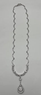 Princess Bib Style Diamond Statement 18K White Gold Pendant Lariat Necklace