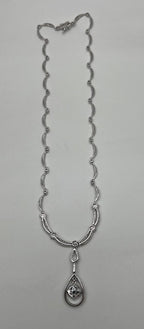 Princess Bib Style Diamond Statement 18K White Gold Pendant Lariat Necklace