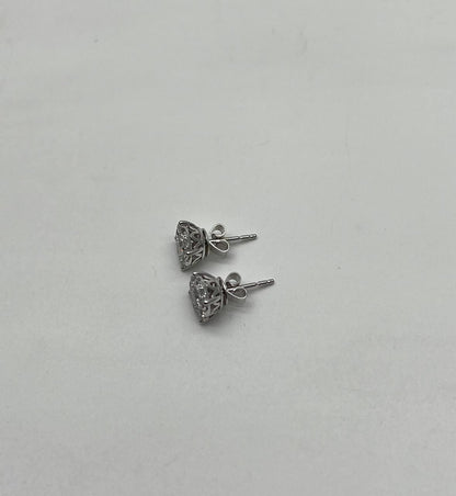 Diamond Cluster Pave Set Halo Set 14K White Gold Stud Earrings