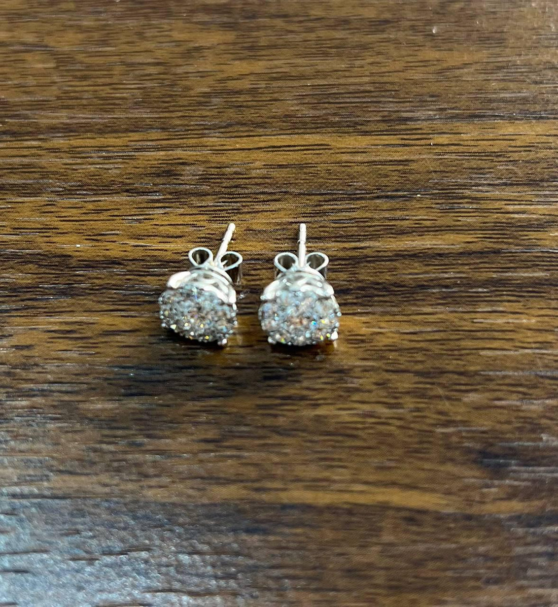 Diamond Cluster Pave Set Halo Set 14K White Gold Stud Earrings