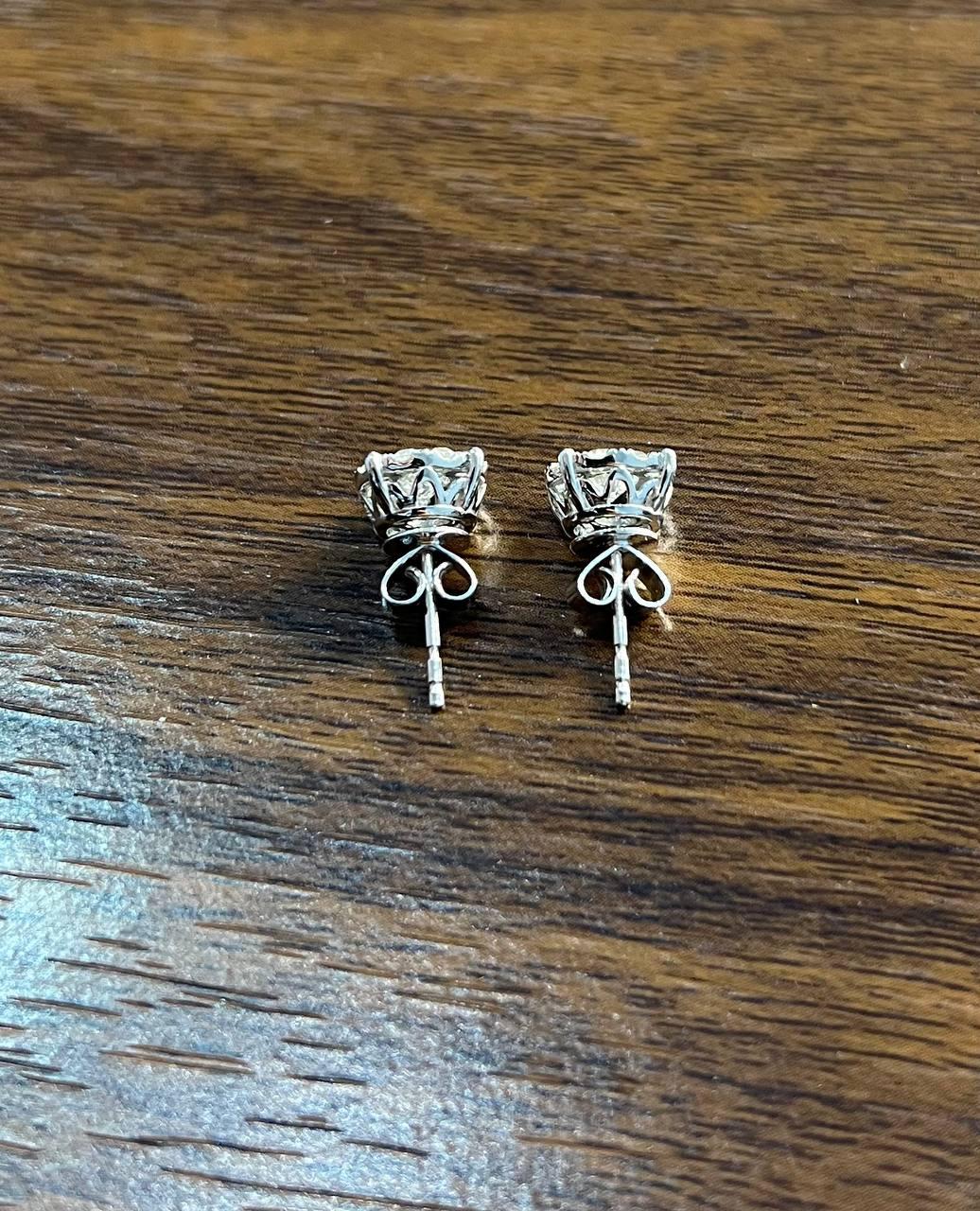 Diamond Cluster Pave Set Halo Set 14K White Gold Stud Earrings