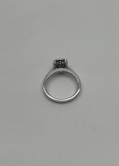 Diamonds Pave Set Cluster Halo Set 14K White Gold Statement Ring