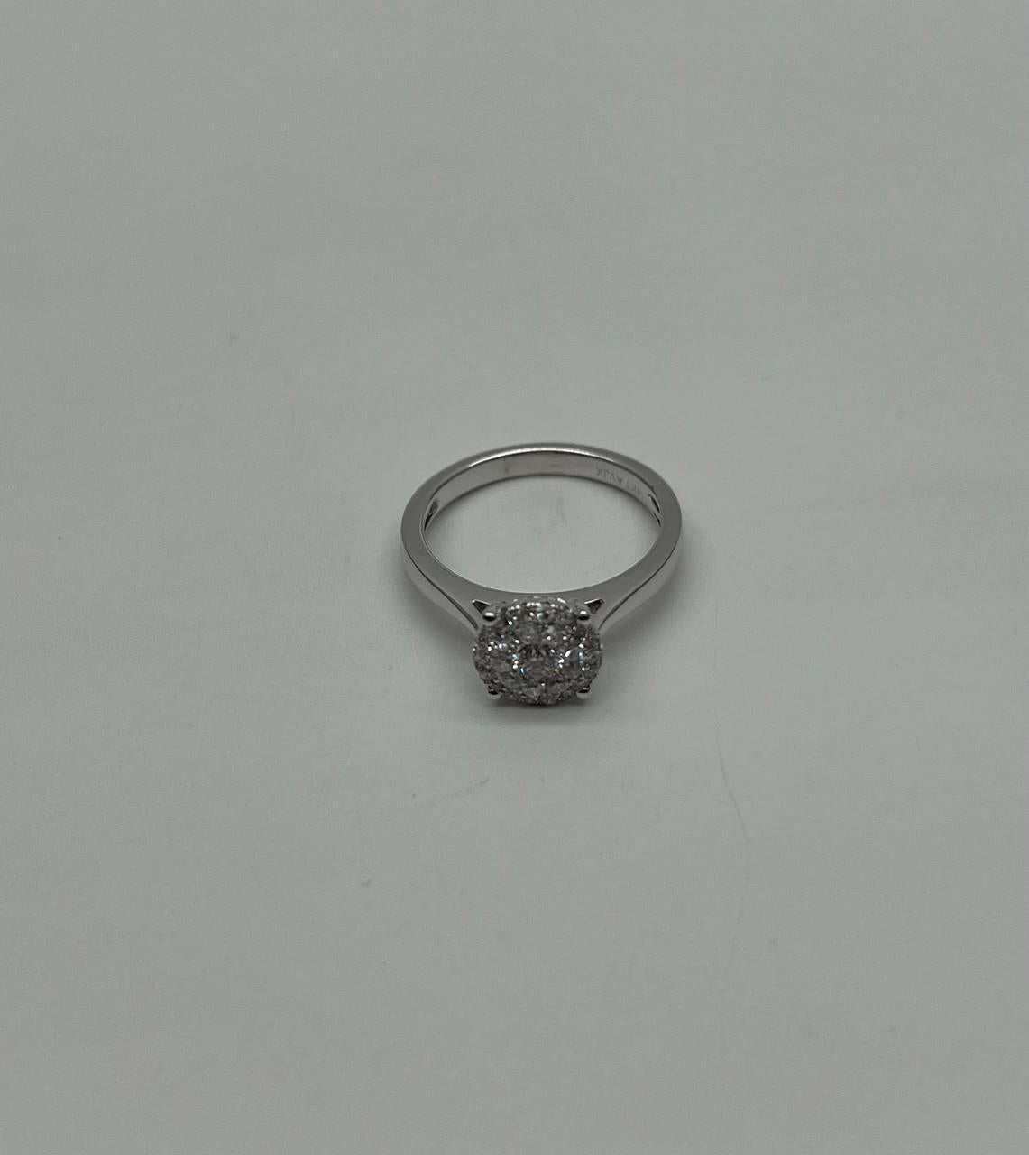 Diamonds Pave Set Round Cluster Halo Set 14K White Gold Statement Ring