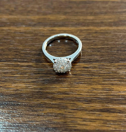 Diamonds Pave Set Cluster Halo Set 14K White Gold Statement Ring