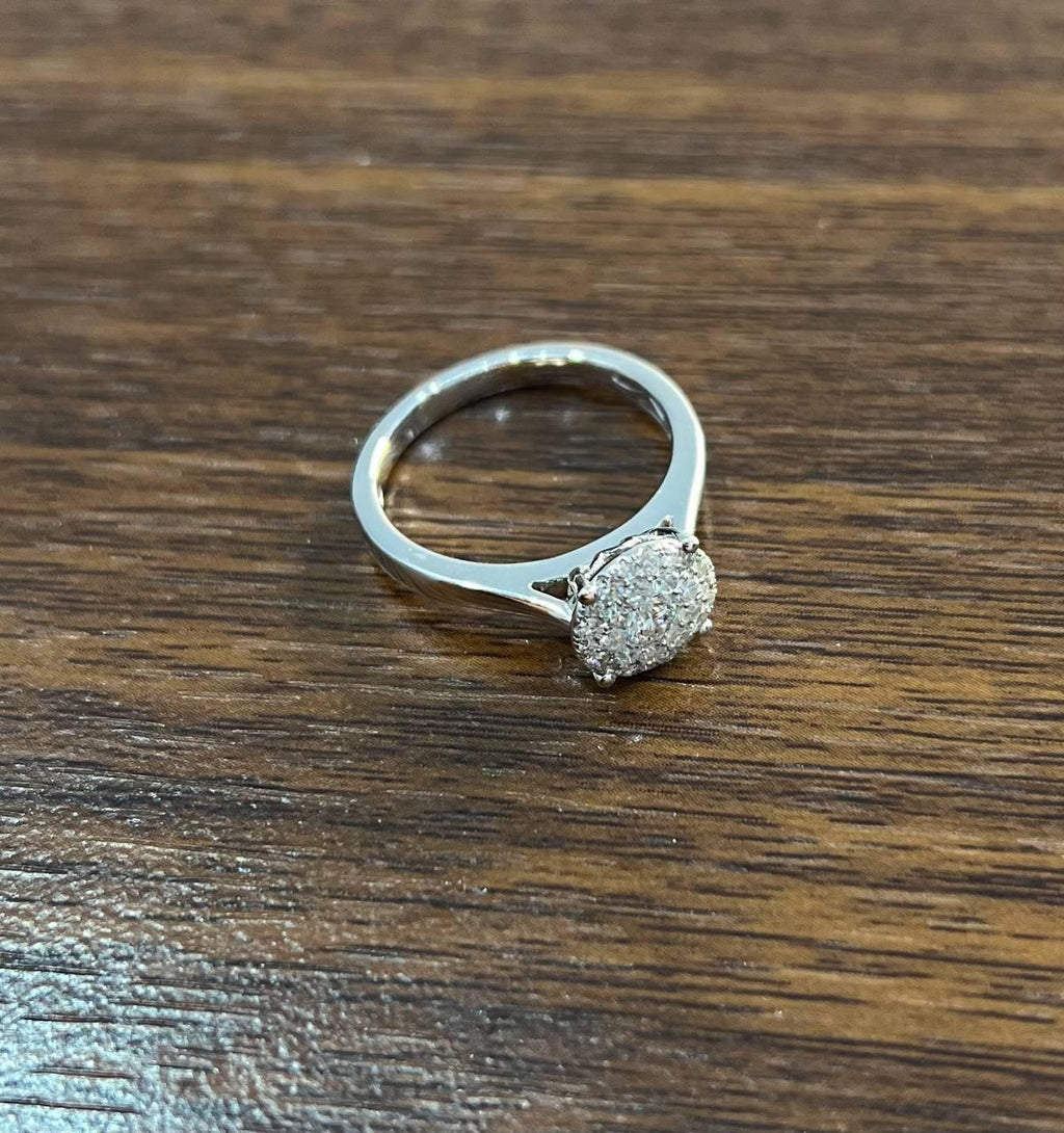Diamonds Pave Set Round Cluster Halo Set 14K White Gold Statement Ring