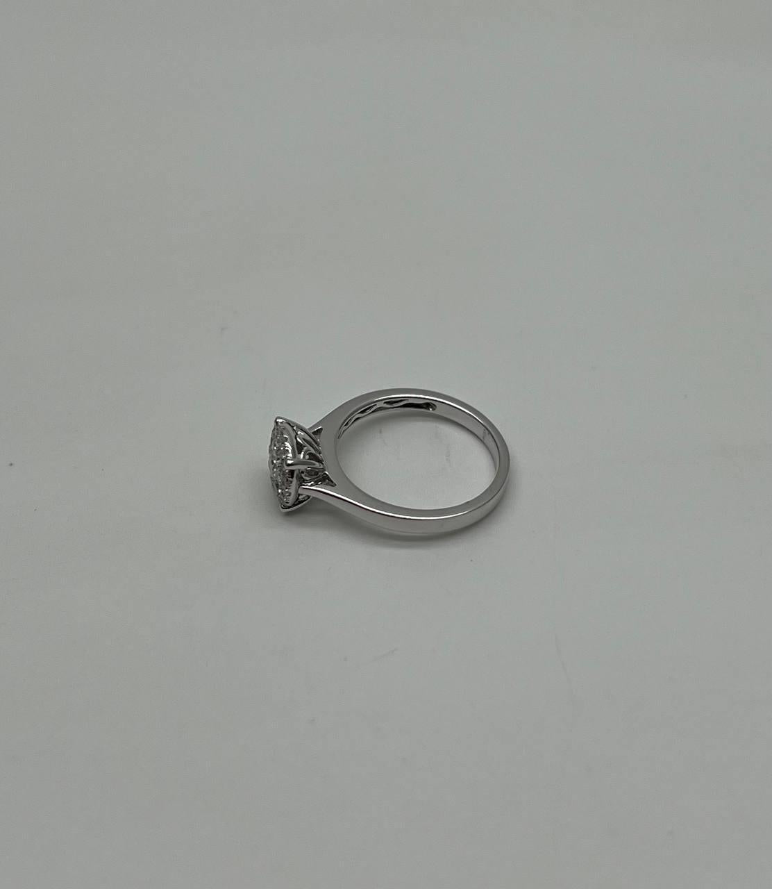 Diamonds Pave Set Cluster Halo Set 14K White Gold Statement Ring