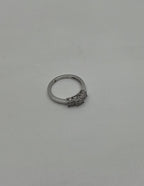 Diamonds Pave Set Square Cluster Halo 14K White Gold Statement Three Stone Ring