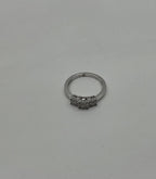 Diamonds Pave Set Square Cluster Halo 14K White Gold Statement Three Stone Ring