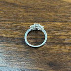Diamonds Pave Set Square Cluster Halo 14K White Gold Statement Three Stone Ring