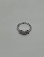 Diamonds Pave Set Square Cluster Halo 14K White Gold Statement Three Stone Ring