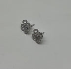 Diamond Pave жиынтығы Lucky Clover Charm Halo 18K ақ алтыннан жасалған сырғалар