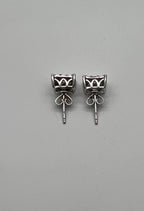 Diamond Square Shape Cluster Pave Set Halo Set 14K White Gold Stud Earrings
