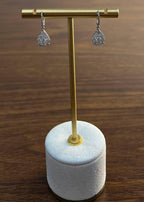 Pear Teardrop Shape Pave Hidden Halo Cluster Set 14K White Gold Dangle Earrings