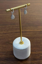 Pear Teardrop Shape Pave Hidden Halo Cluster Set 14K White Gold Dangle Earrings